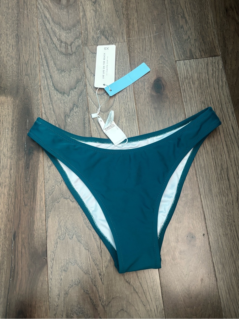 NWT Cupshe teal high cut cheeky bikini bottoms sz:xs - Picture 3 of 5
